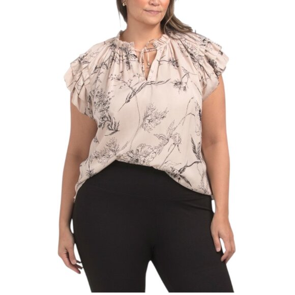 Philosophy Tops - PHILOSOPHY Plus Flutter Sleeve Blouse